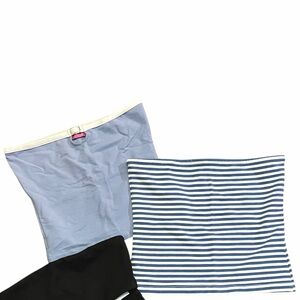 Edikted Tube Top Bundle 2 Lilah Striped Colby Belt Blue Strapless White Y2K XS